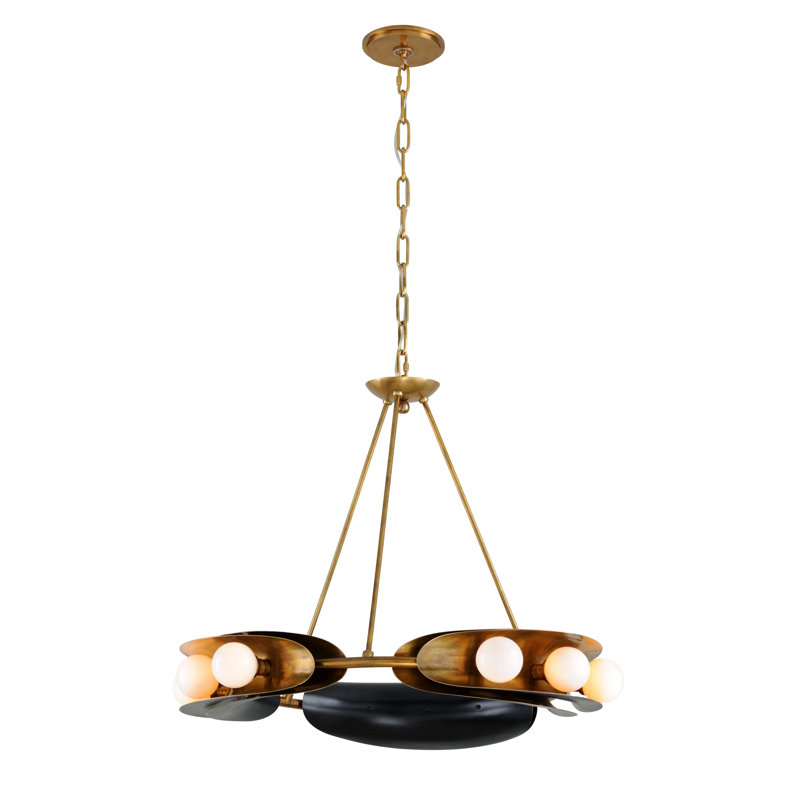 Marilyn 32'' Vintage Brass Globe-Shaped Plug-in Chandelier