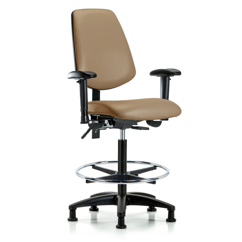 Beckett Vinyl Drafting Chair, Glides, Included, Taupe