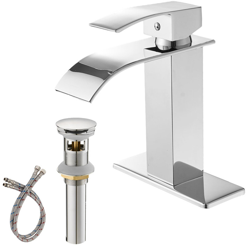 Single-Hole Single-handle Bathroom Faucet with Drain Assembly, Chrome