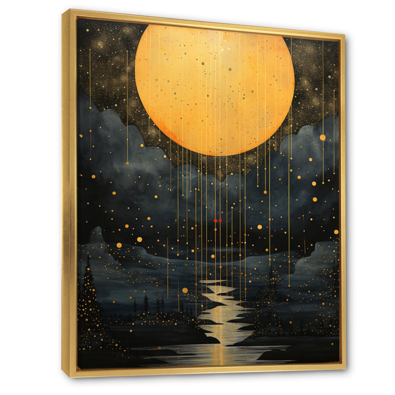 Iqlaas jaune gris Mid Century Minimalist Oasis, reproduction d'art sur toile, H 20 po x l 12 po x P 1 po, Cadre flottant doré