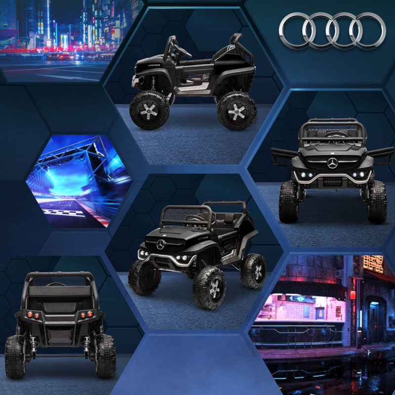 Black 12V Mercedes-Benz Unimog Ride-On Truck with Remote Control