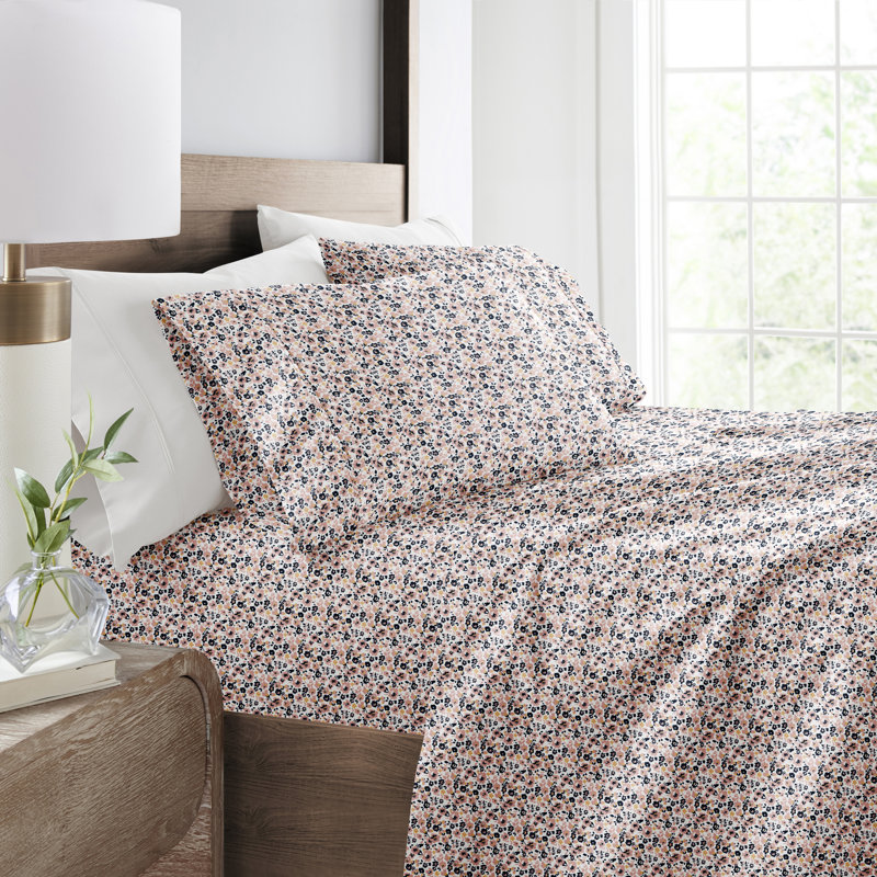 Mauve Floral Microfiber Full Sheet Set for Kids