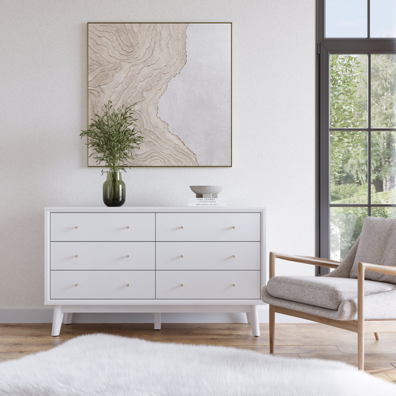 55'' W 6 - Drawer Dresser, Crisp White