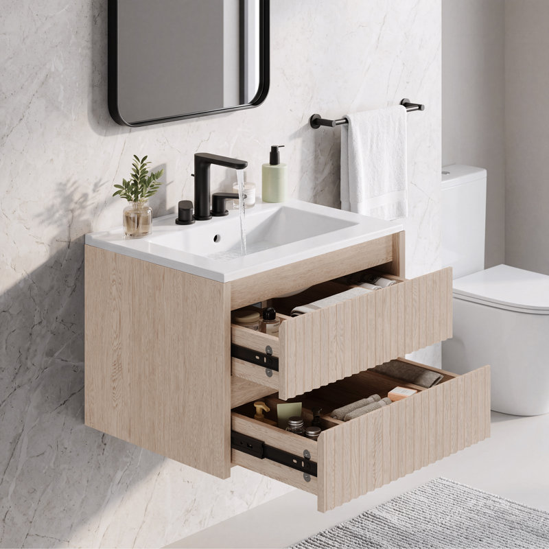 Single Bathroom Vanity with Top, Black, 4" Centerset