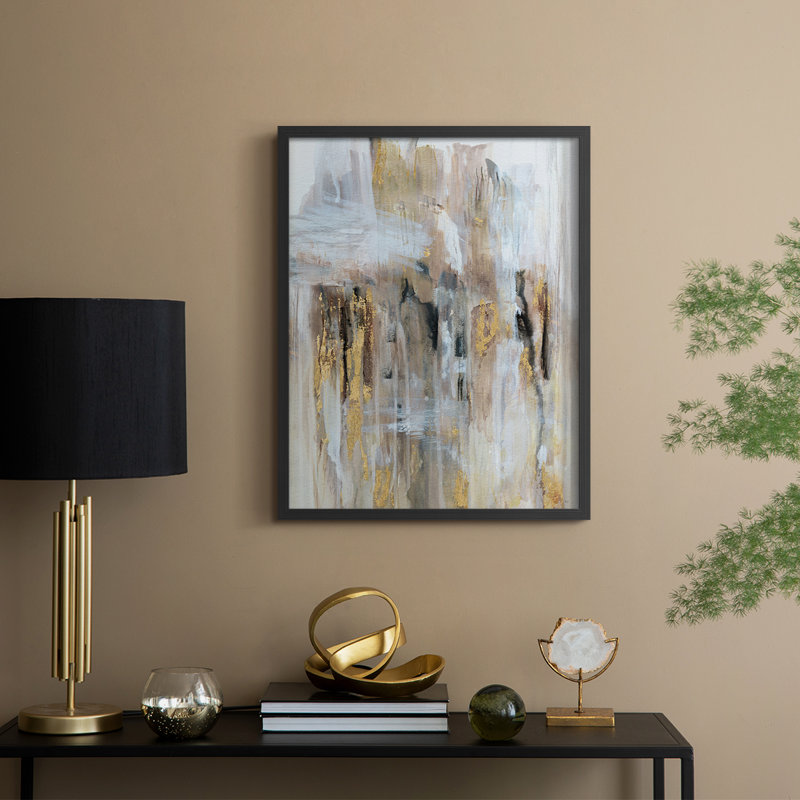 Upstream Gold Framed Print - Solid Wood, 30" H x 24" W, Black