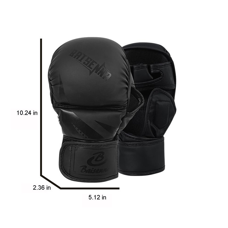 Gants de boxe en similicuir respirant, Noir