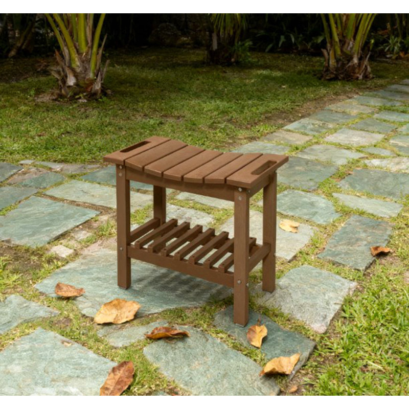 Waterproof Shower Stool With Handle, Storage Shelf Bench, Non-Slip Pads Bench