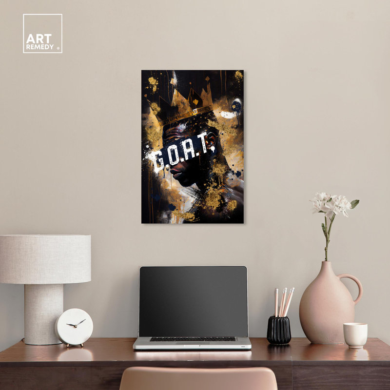 G.O.A.T. Black and Gold Canvas Boxing Poster Art, 24" x 16"