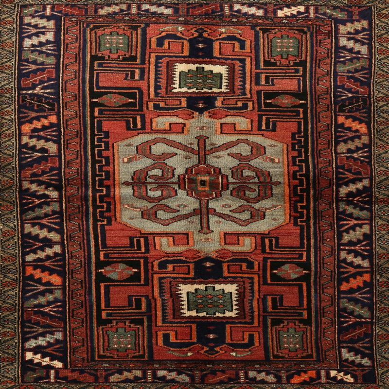Tapis rouge à motif sud-ouest, Carré 8 pi