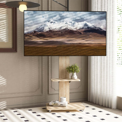 Adjustable Mobile TV Stand With Shelf For 32-75 Inches, Lockable Wheels, And VESA Compatibility For Living Room, Bedroom, And Offices