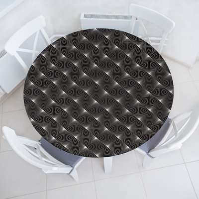 East Urban Home Lattice Fitted Round TablecloCharcoal Grey Eggshell 79417