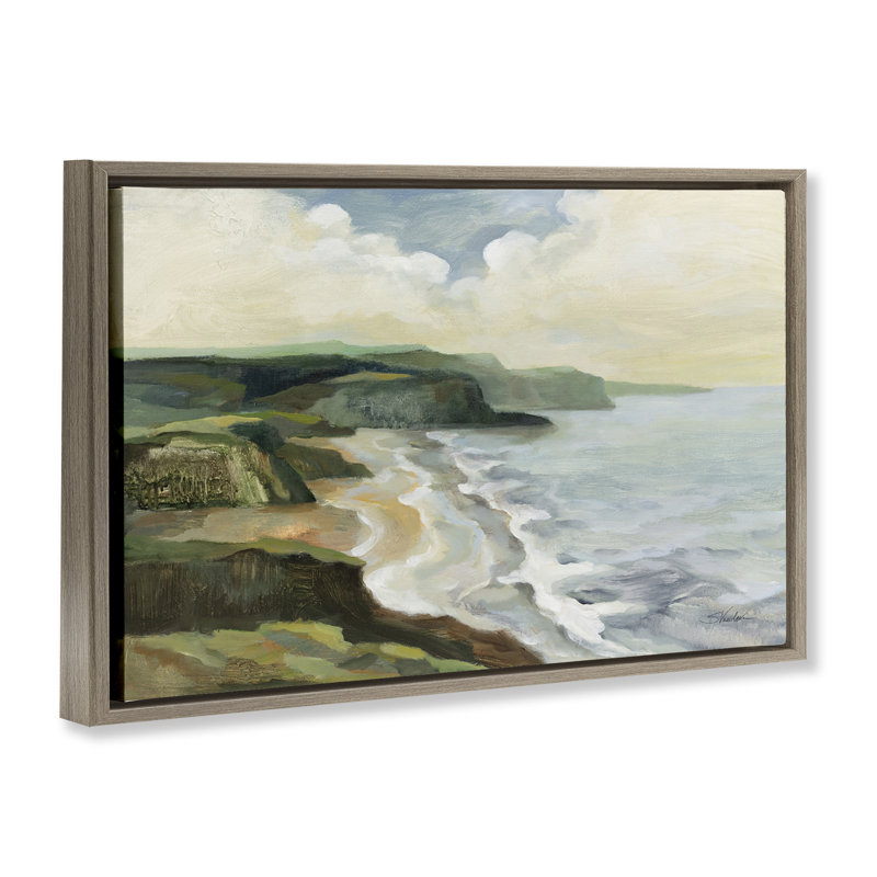 «Irish Coast Cliff», toile flottante brune encadrée par Silvia Vassileva, Cadre flottant orme Montalcino, H 17 po x l 25 po