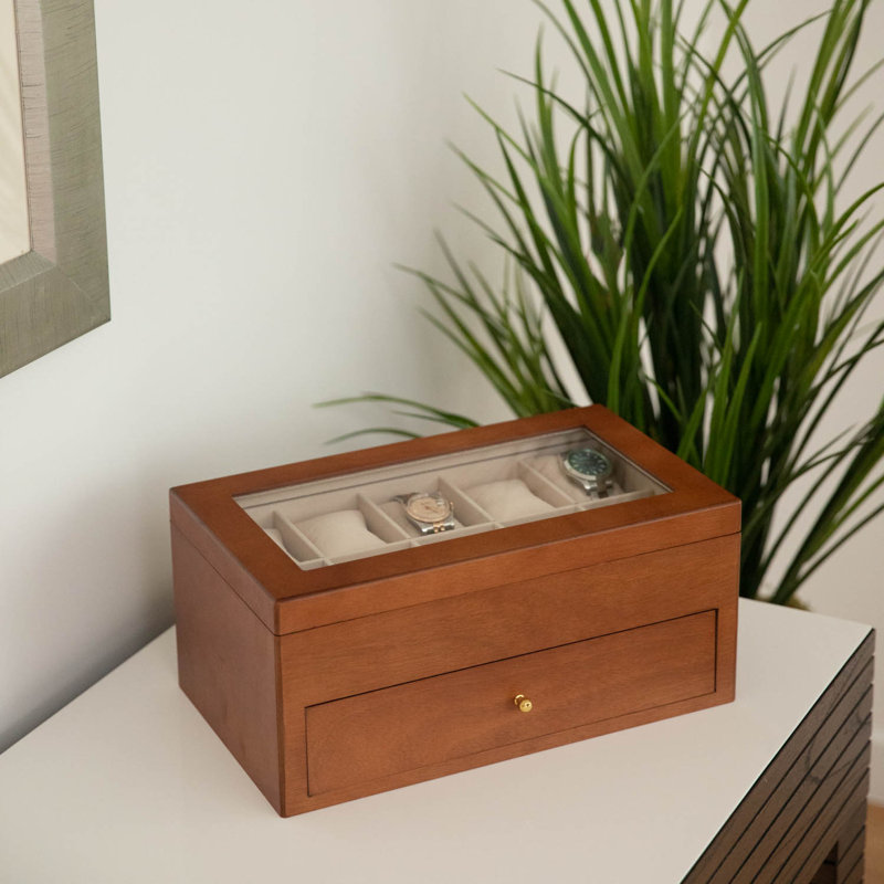 Brahear Wood Watch Box + Drawers, Cherry