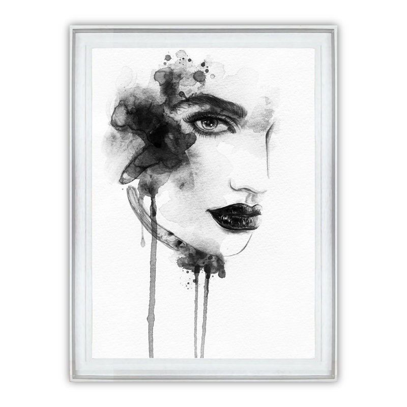 Woman Flirting - Painting, White Framed, 49cm H x 39cm W x 2.6cm D