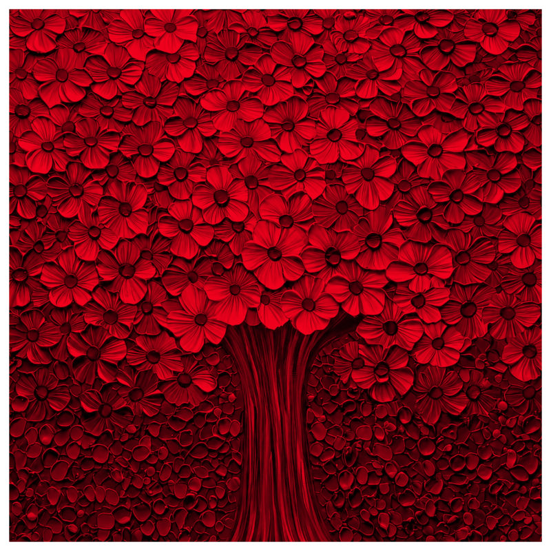 Édredon Red Blossoming Tree, Lit simple