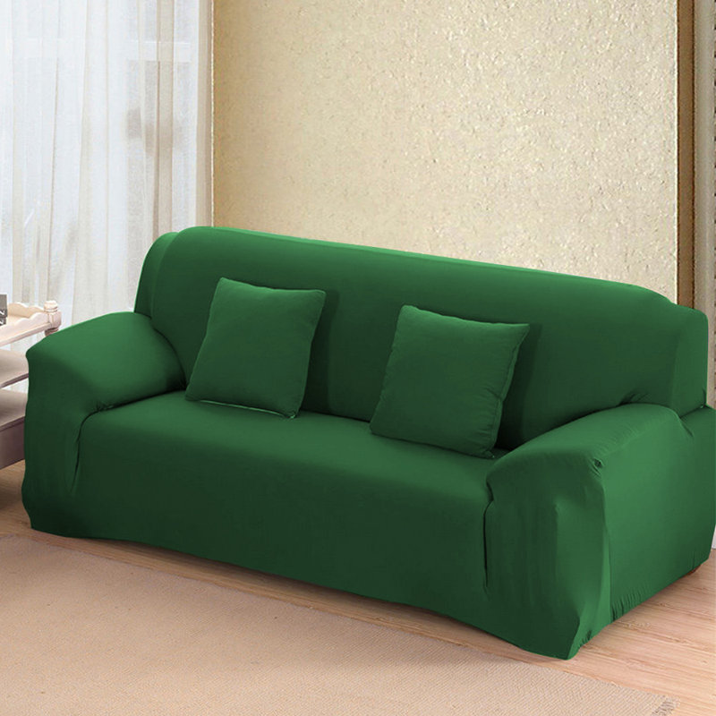 Housse pour canapé extensible 3 places, H 45 po x l 90 po x P 30 po, Mélange de polyester vert foncé