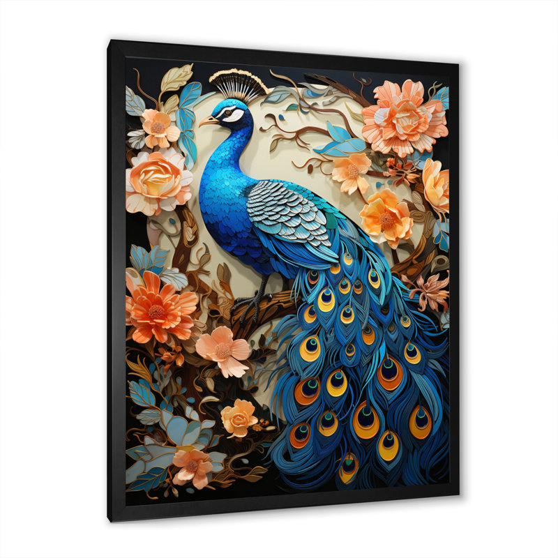 «Yarlyn Peacock Gouache II», reproduction sur toile, Cadre photo noir, H 32 po x l 16 po x P 1 po