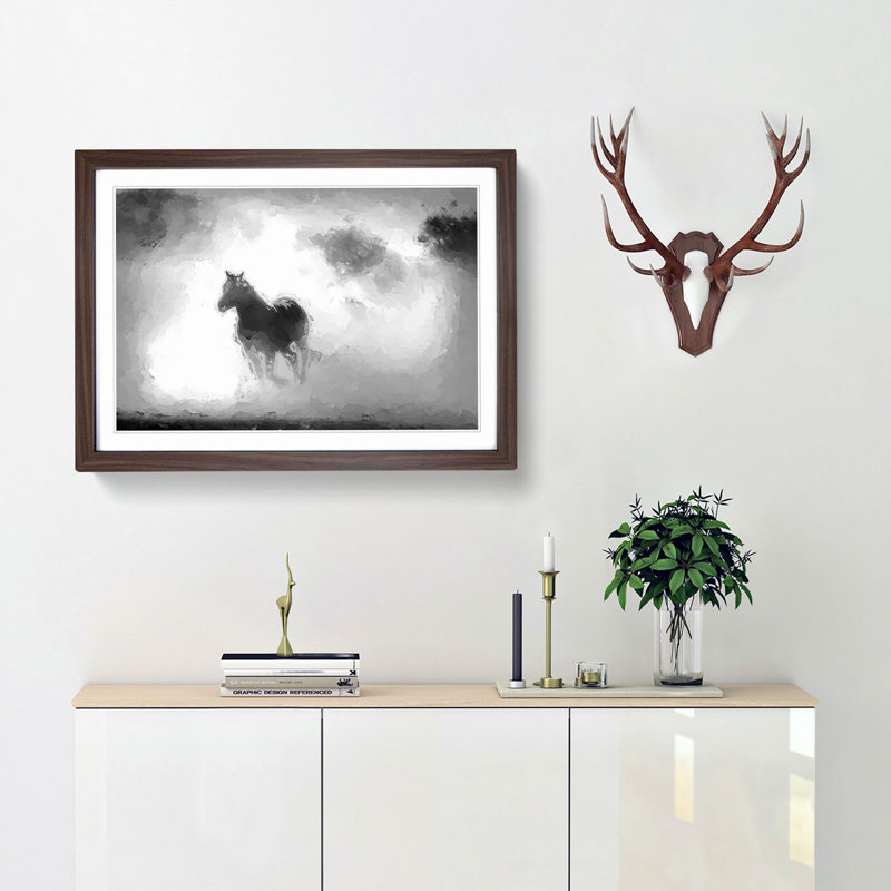 Horses in Abstract - Picture Frame Painting Print, Walnut Framed, 62cm H x 87cm W x 2cm D