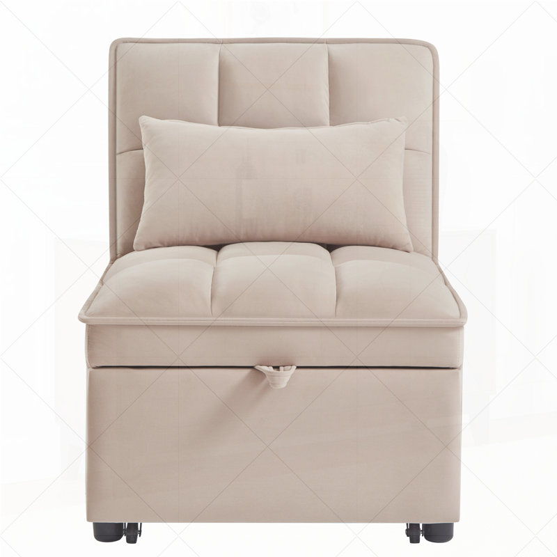 4 in1 Multi-Function Single Sofa Bed, Taupe Velvet