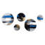 Peinture dorée et bleue Elegance I - Collages abstraits, ensemble d'art mural rond de 5