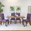 Table de salle à manger 7 épingles en pin foncé avec 6 chaises, base en métal et accents confortables, sièges pour personnes