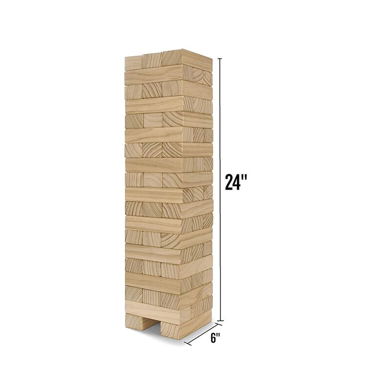 Hey! Play! Giant Wood Block Stacking Game Jumbo Pine Wood Blocks Outdoor Backyard Entertainment for The Family and Kids (54-Piece)