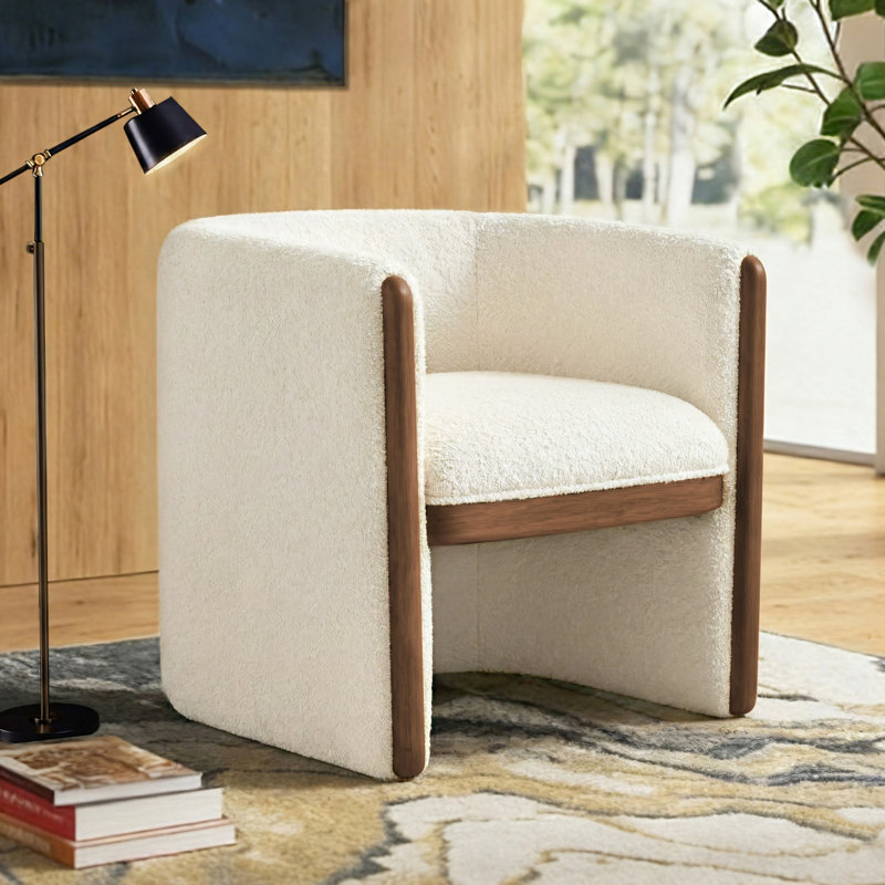 Fauteuil d'appoint l 28 po avec cadre en bois en forme de H (ensemble de 2), Beige