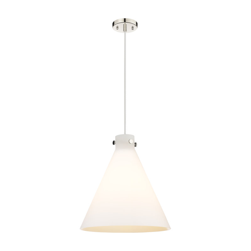1 - Light Single Drop Pendant Pendant, 16.5" H x 14" W x 14" D, Matte White, Polished Nickel