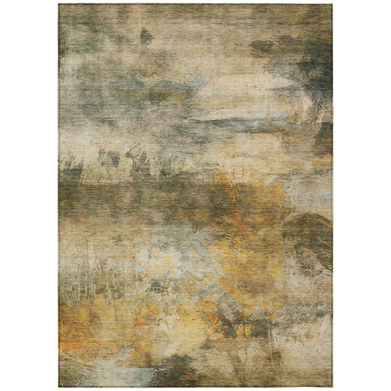 Machine Washable Indoor/Outdoor Chantille ACN2881 Abstract Rug, Fern, 9' x 12'