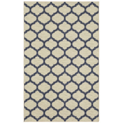 Tapis bleu / crème Elanya