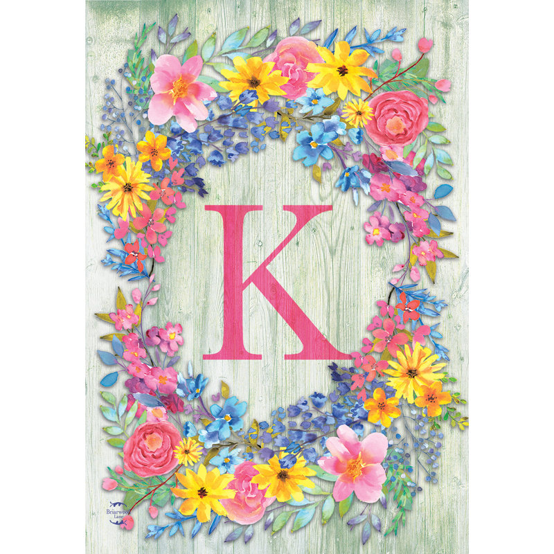 Spring Monogram Letter K Garden Flag