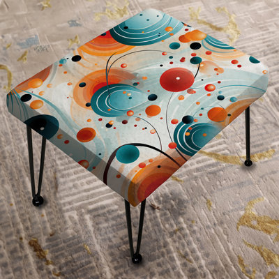 Blue And Orange Enchanted Sphere Illusion - Geometric Rectangle Ottoman