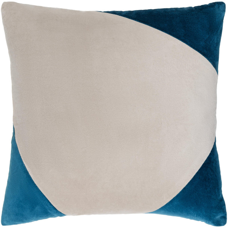 Coussin en coton Denny, Polyester/ Bourre en polyester, 22 po x 22 po, Bleu marine