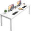 Grand bureau d'ordinateur de 78,7 pouces, table moderne avec plateau épais, bureau de jeu spacieux pour 2 personnes, poste de travail d'écriture pour bureau à domicile, travail à domicile, blanc-135933861-135933857