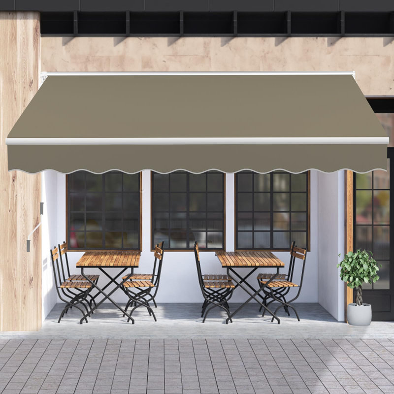 Auvent de terrasse rétractable 13,1 pi x 8,2 po Meetwarm, Beige, H 63,6 po x l 157,2 po x P 98,4 po