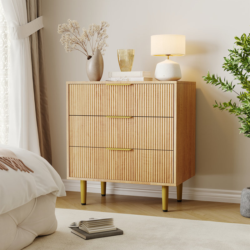43.18 cm W Chest of 3 Drawers, Brown