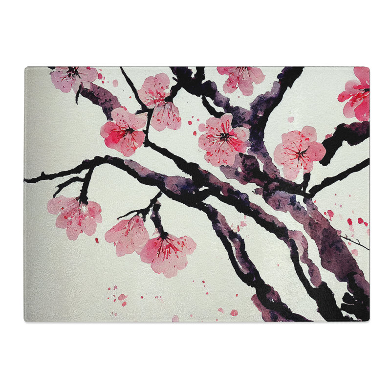 Cherry Blossom Flower Watercolour Vol.1  Glass Chopping Board