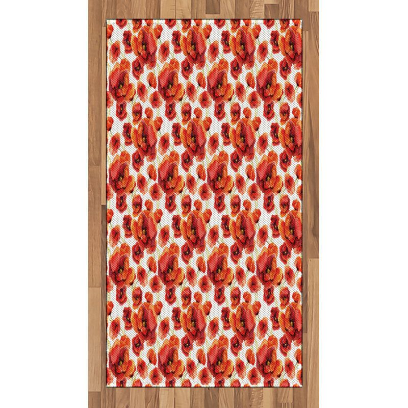 Tapis décoratif floral à haute densité en fibres de polyester, Rectangle 2 pi 7 po x 5 pi