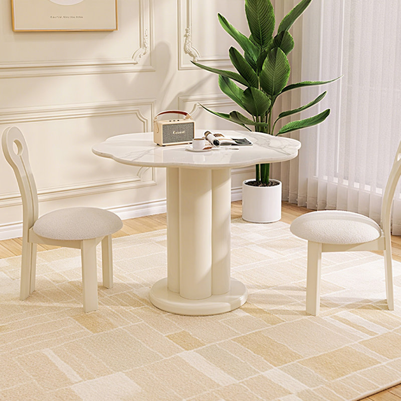 Table de salle à manger crème, Pierre, H 29,53 po x L 39,37 po x l 39,37 po