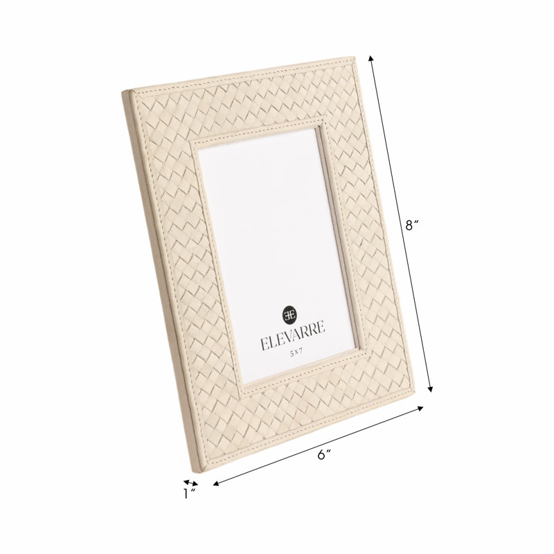 Sagebrook Home Luanda Lether 5X7 Photo Frame, Cream, 4" x 6"