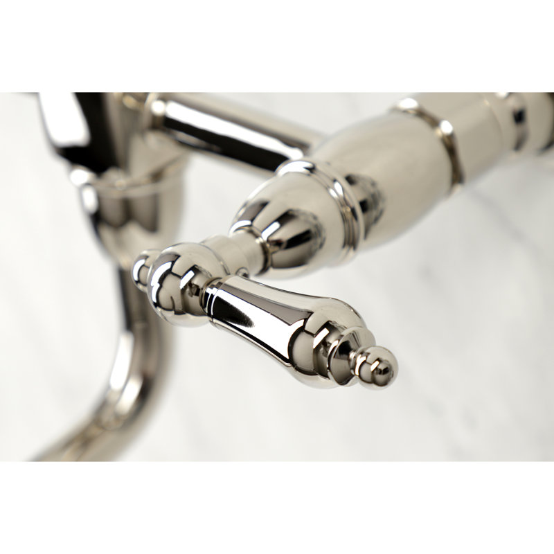 Kingston Brass Heritage Two-Handle 2-Hole Wall Mount Bathroom Faucet, Polished Nickel