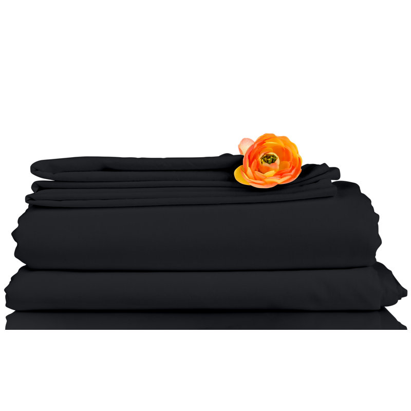 Bed Sheets Microfiber Sheet Set, Black, King