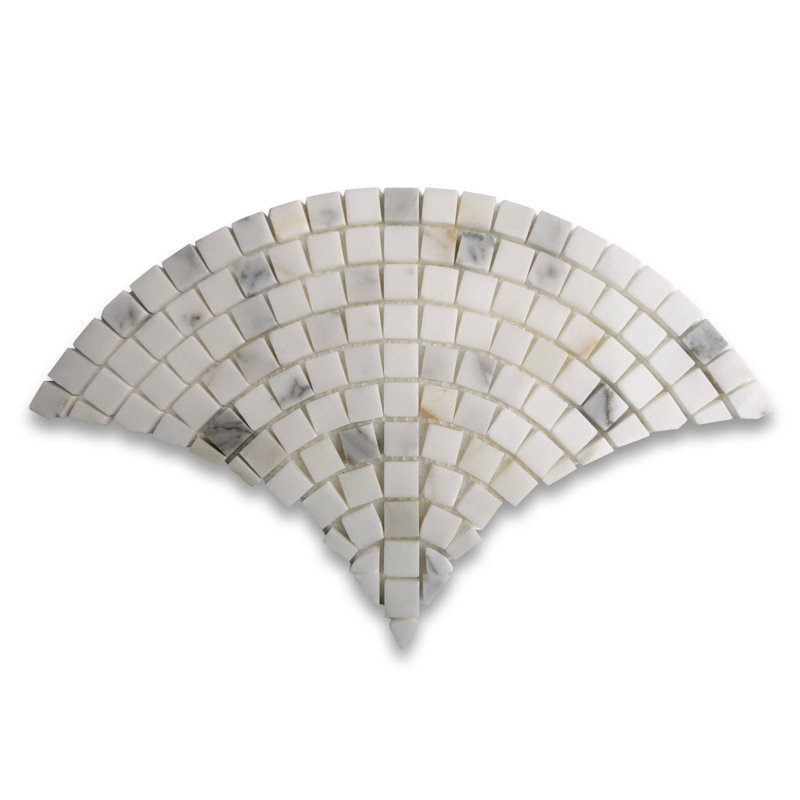 13" x 7" Marble Mosaic Wall & Floor Tile, Gray/White
