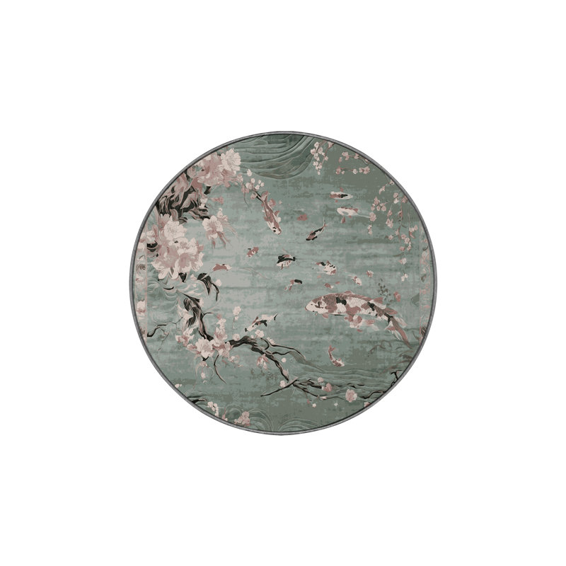 Machine Washable Brown Area Rug, Round 5'