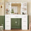 Makeup Vanity Table With Led Lighted Mirror, Power Outlet,7 Drawers,4 Shelves,5 Jewellery Hooks