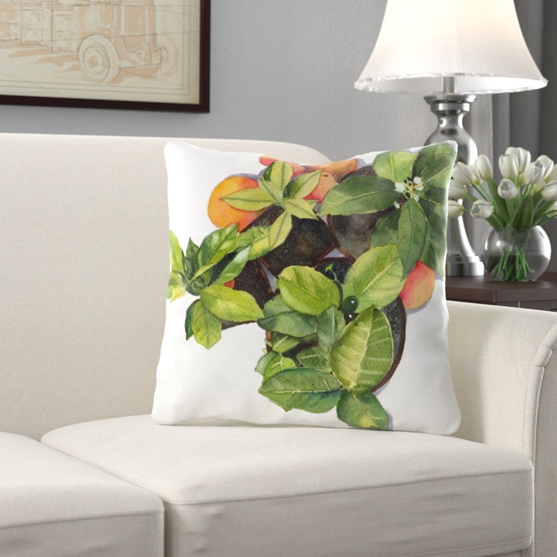 Housse et insert de coussin carré extérieur Alderete Oranges, Microsuède, Intérieur