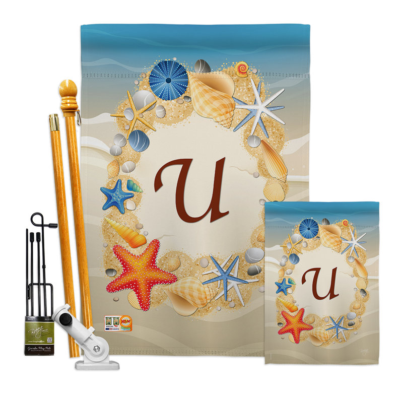 Ensemble de drapeaux en polyester à 2 côtés Summer Initiale 40 po x 28 po, U