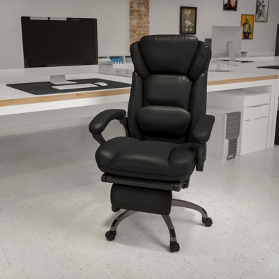 High Back Black Reclining Swivel with Outer Lumbar Cushion and Arms Ergonomic Executive Chair