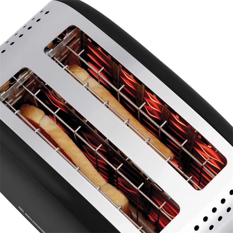 Toaster [for 2 slices] stainless steel black (extra wide toast slots, incl. Bread roll attachment, 6 browning levels + defrost function, lift & look function, 1600W)
