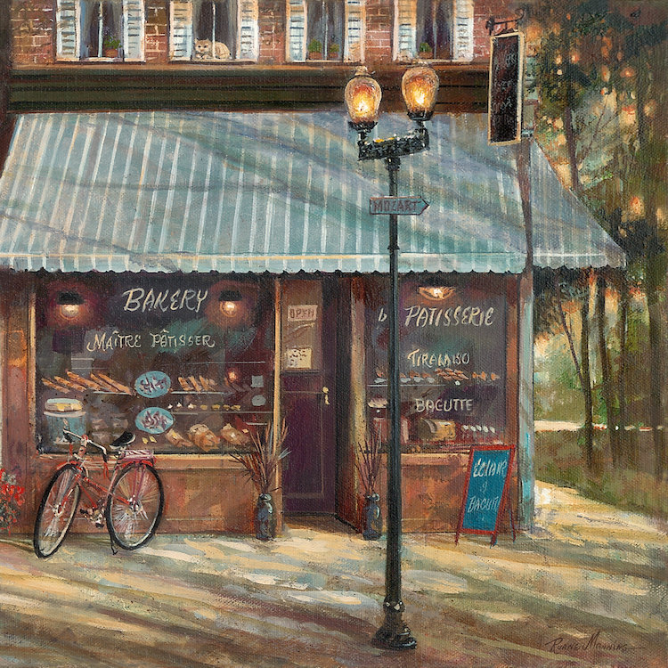 «Pastry Shop» par Roane Manning - reproduction sur toile, H 26 po x l 26 po x P 1,5 po, Toile tendue, Pas de tapis